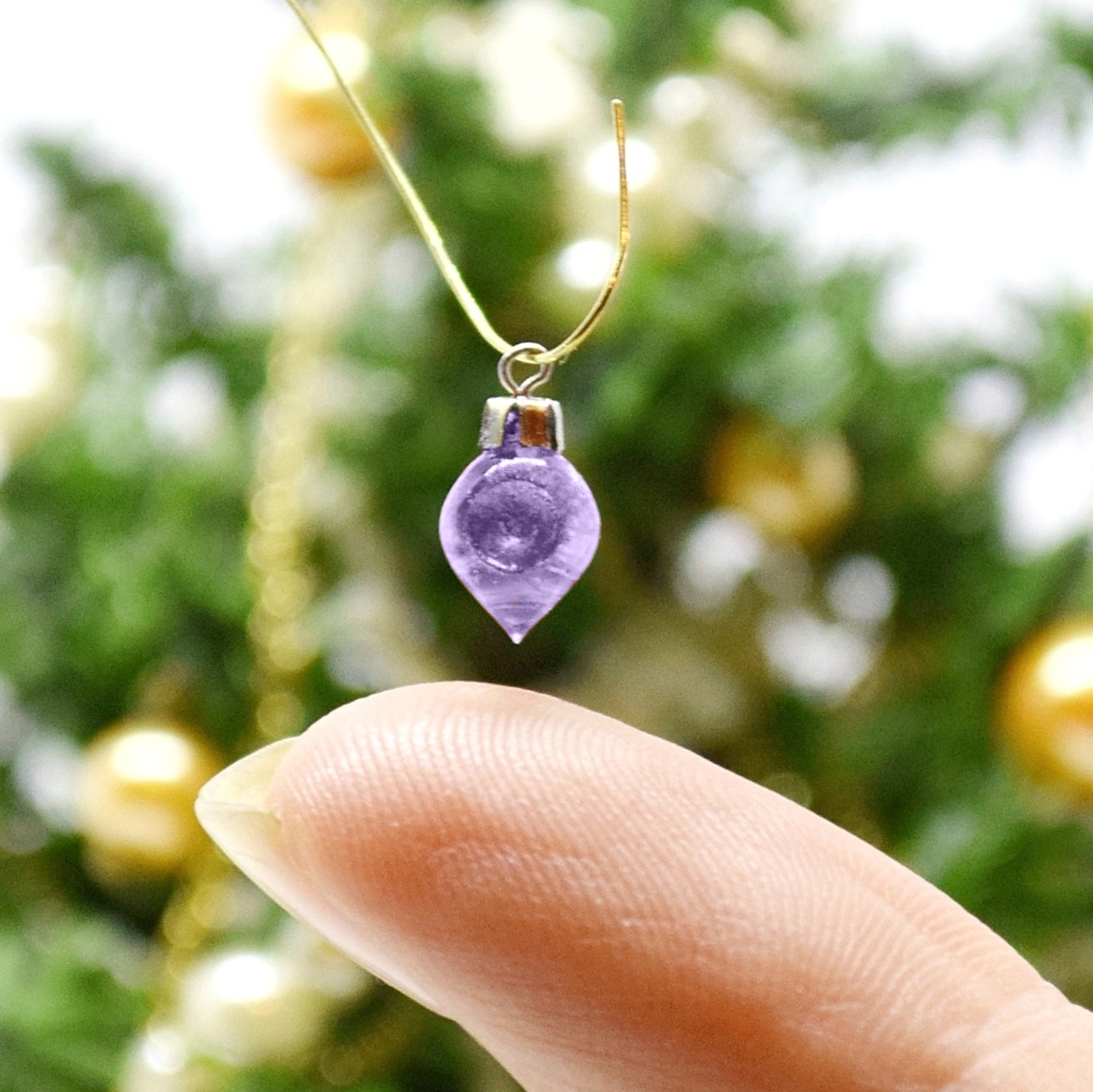 Xmas ornament. Painted. Drop vintage purple.