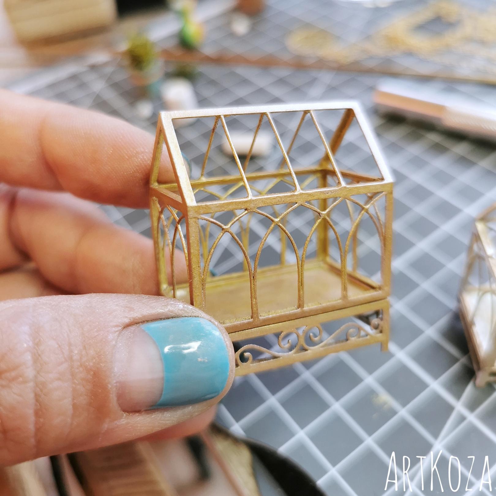 Classic big brass greenhouse without windows